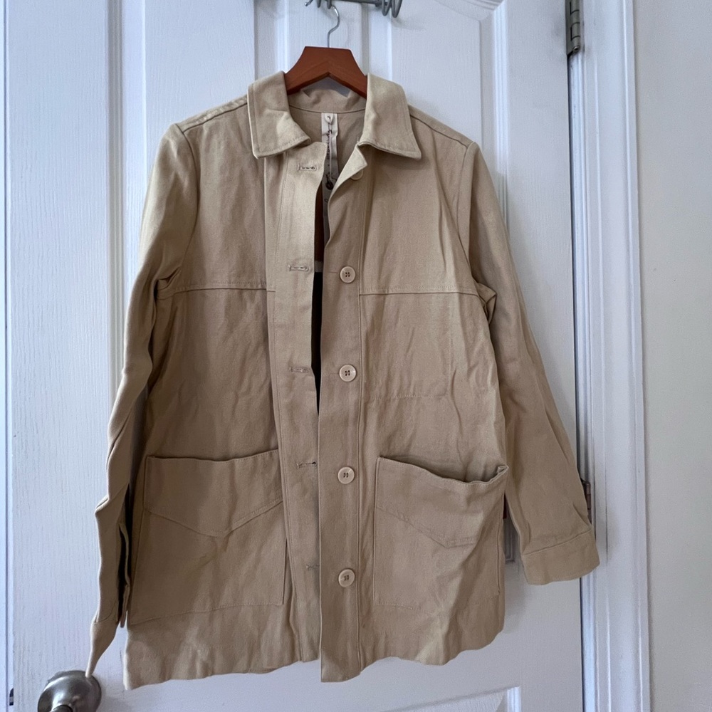 NWT has flaw Goumi new darlings button up canvas coat with deep pockets XS